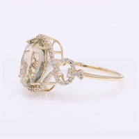 4.74 Ct Oval Mixed Cut Natural Plagioclase Feldspar Sunstone 14K Gold Ring