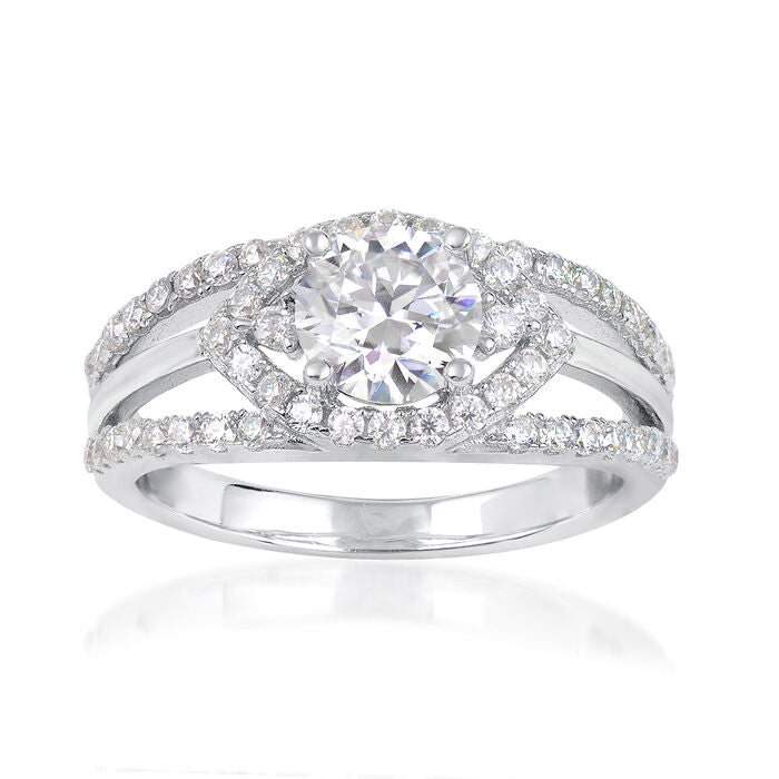 1.55 ct. t.w. Moissanite Evil Eye Ring in Sterling Silver. Size 9