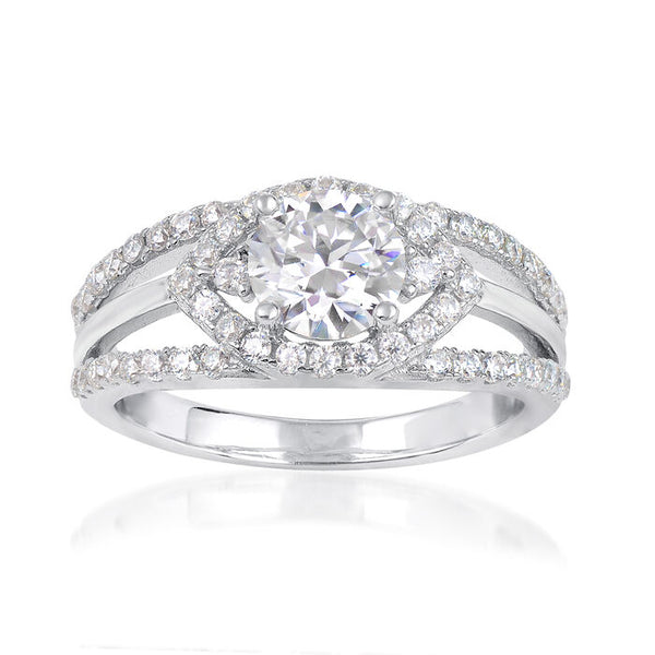 1.55 ct. t.w. Moissanite Evil Eye Ring in Sterling Silver. Size 9