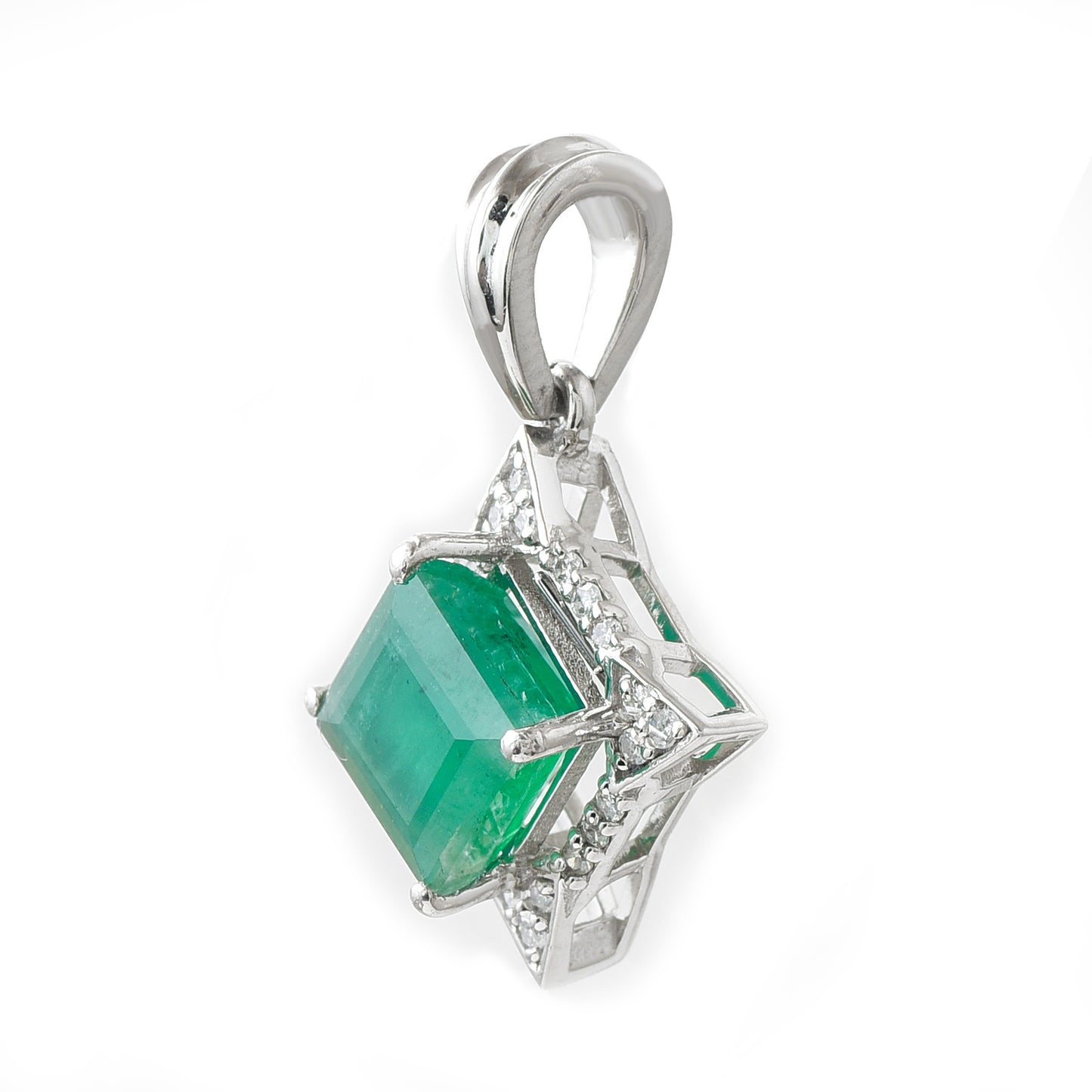 1.52 Ct Square Emerald 950 Platinum Pendant
