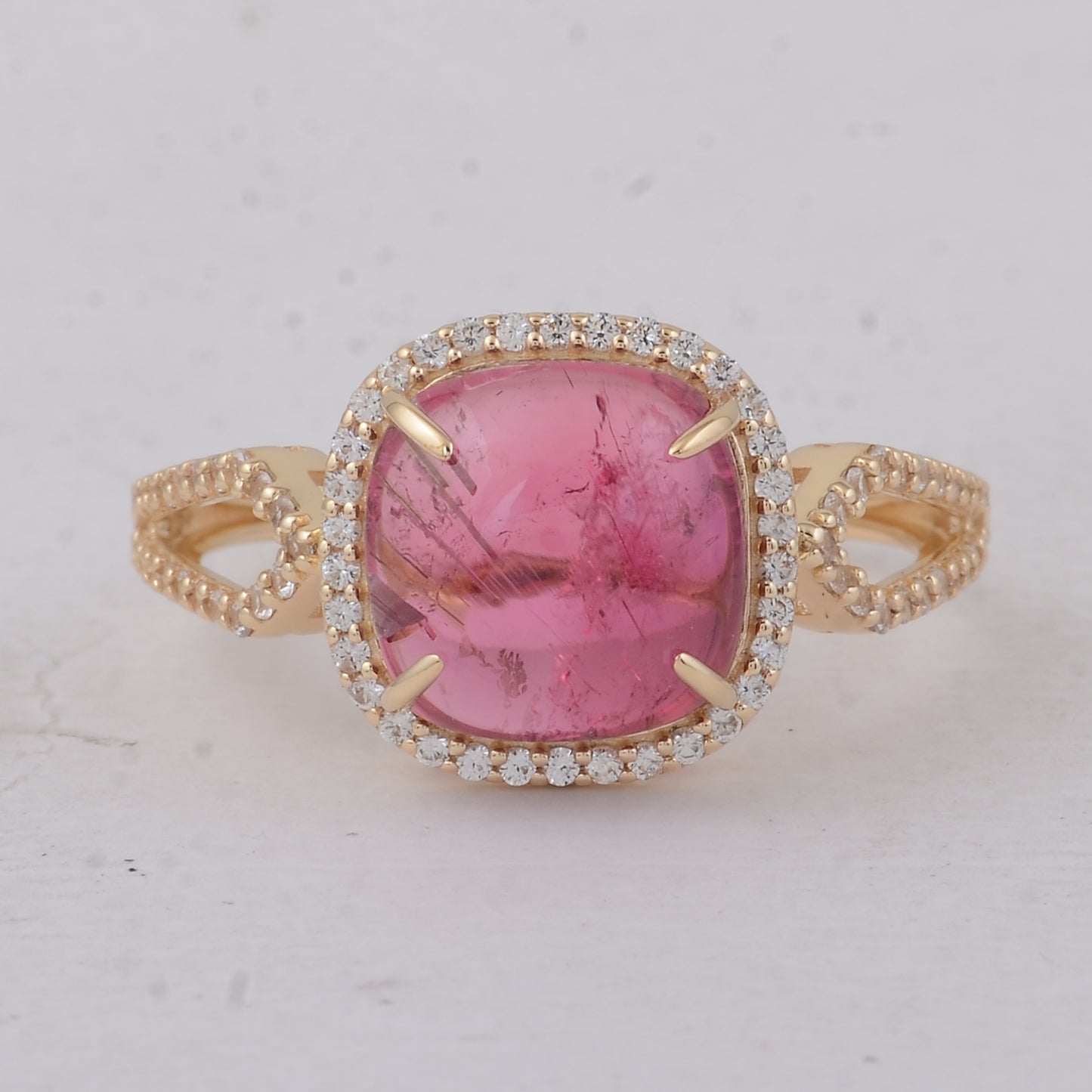3.93 Ct Cushion Tourmaline 9K Gold Ring