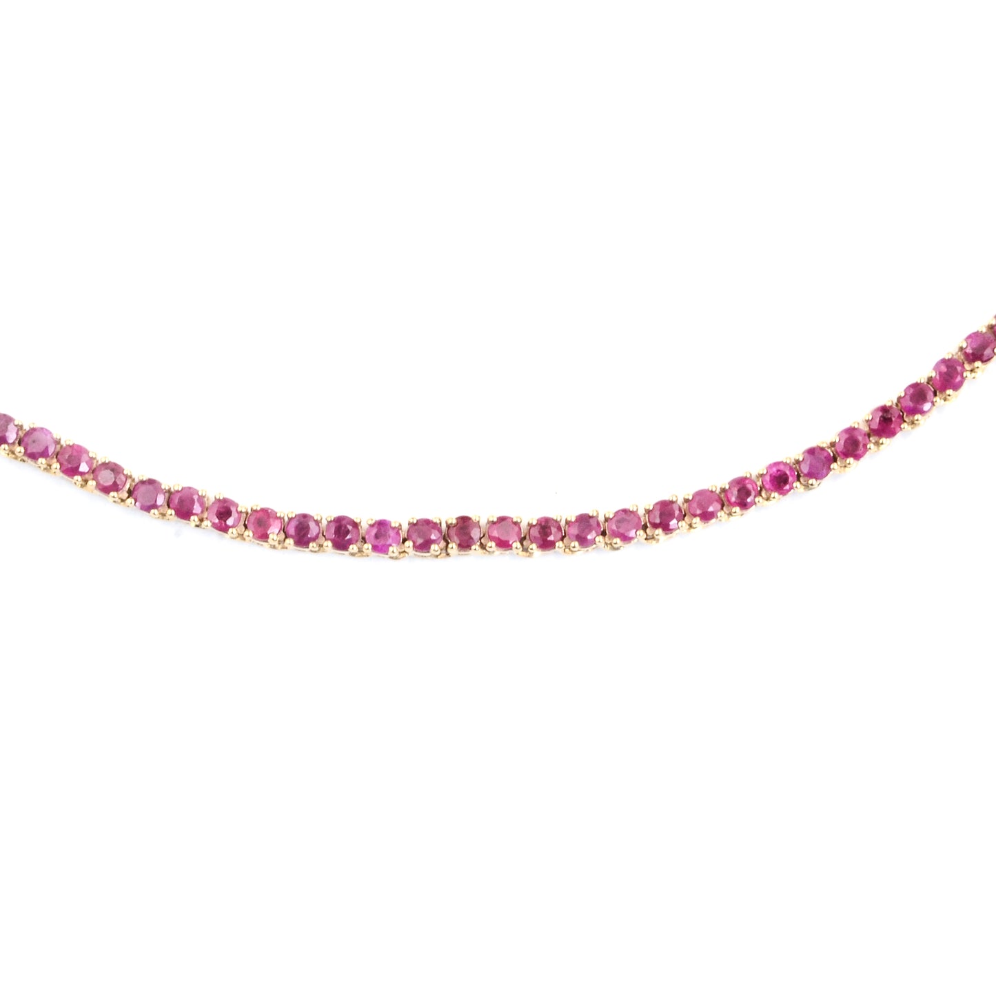 6.65 Ct Round Mixed Cut Natural Corundum Ruby 14K Gold Necklace