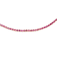 6.65 Ct Round Mixed Cut Natural Corundum Ruby 14K Gold Necklace