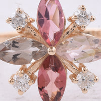 1.00 Ct Marquise Natural Multi-Coloured Tourmaline 14K Gold Ring
