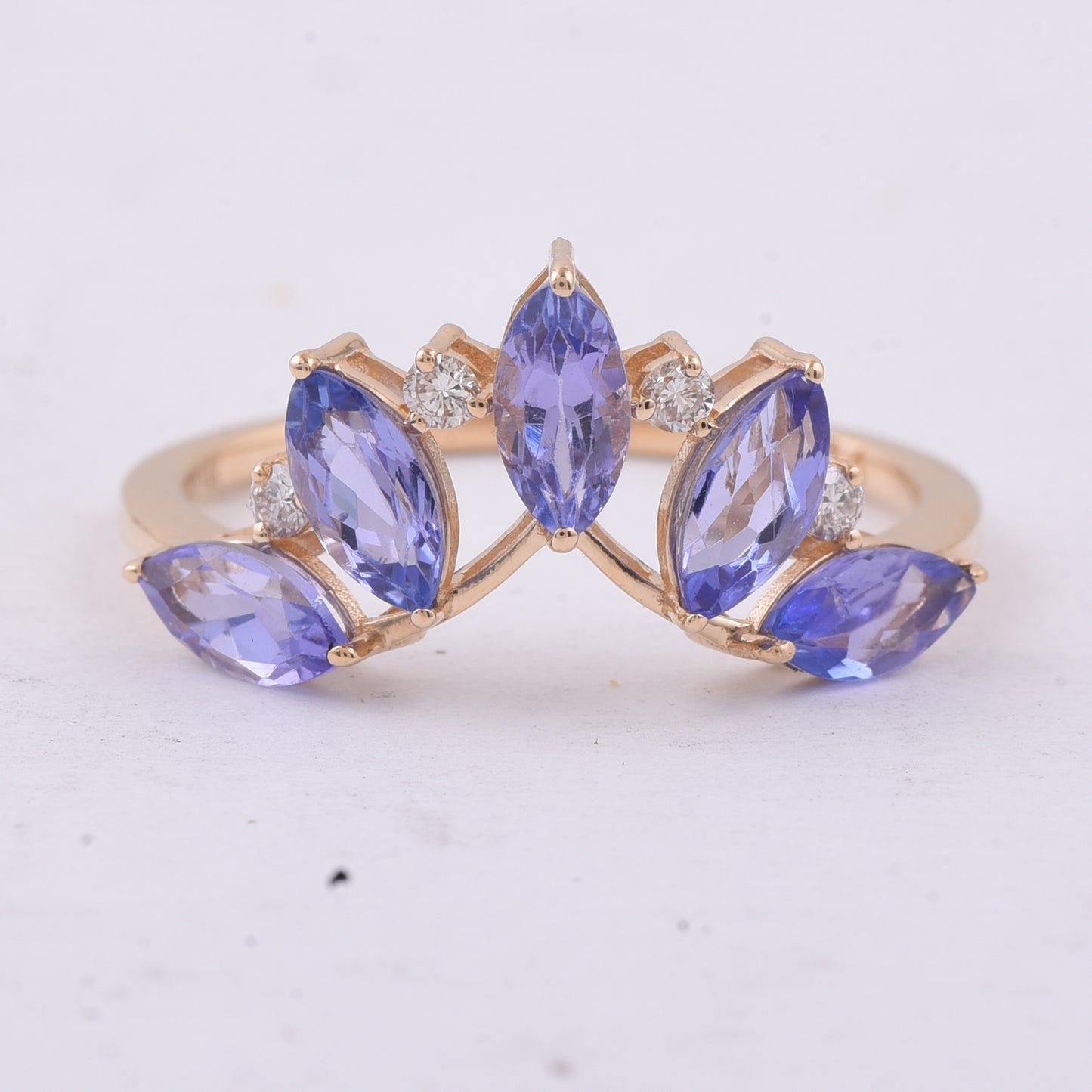 1.69 Ct Marquise Natural Tanzanite 14K Gold Ring