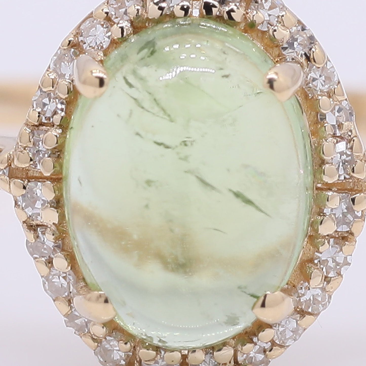 1.48 Ct Oval Cabochon Cut Natural Tourmaline 14K Gold Ring