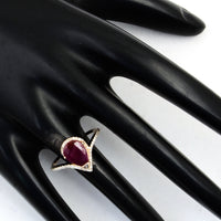 2.03 Ct Pear Mixed Cut Natural Corundum Ruby 14K Gold Ring