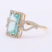 1.55 Ct Rectangle Step Cut Natural Emerald 14K Gold Ring