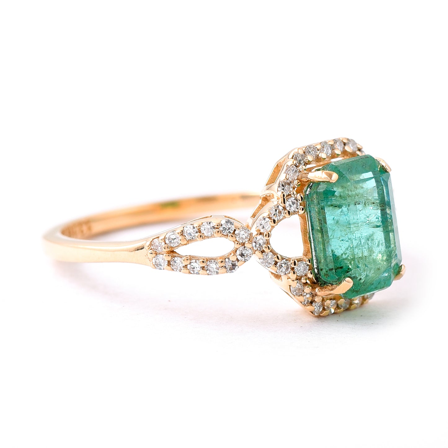 1.84 Ct Octagon Step Cut Natural Emerald 14K Gold Ring