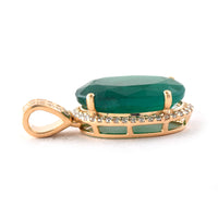 4.82 Ct Oval Mixed Cut Natural Emerald 14K Gold Pendant