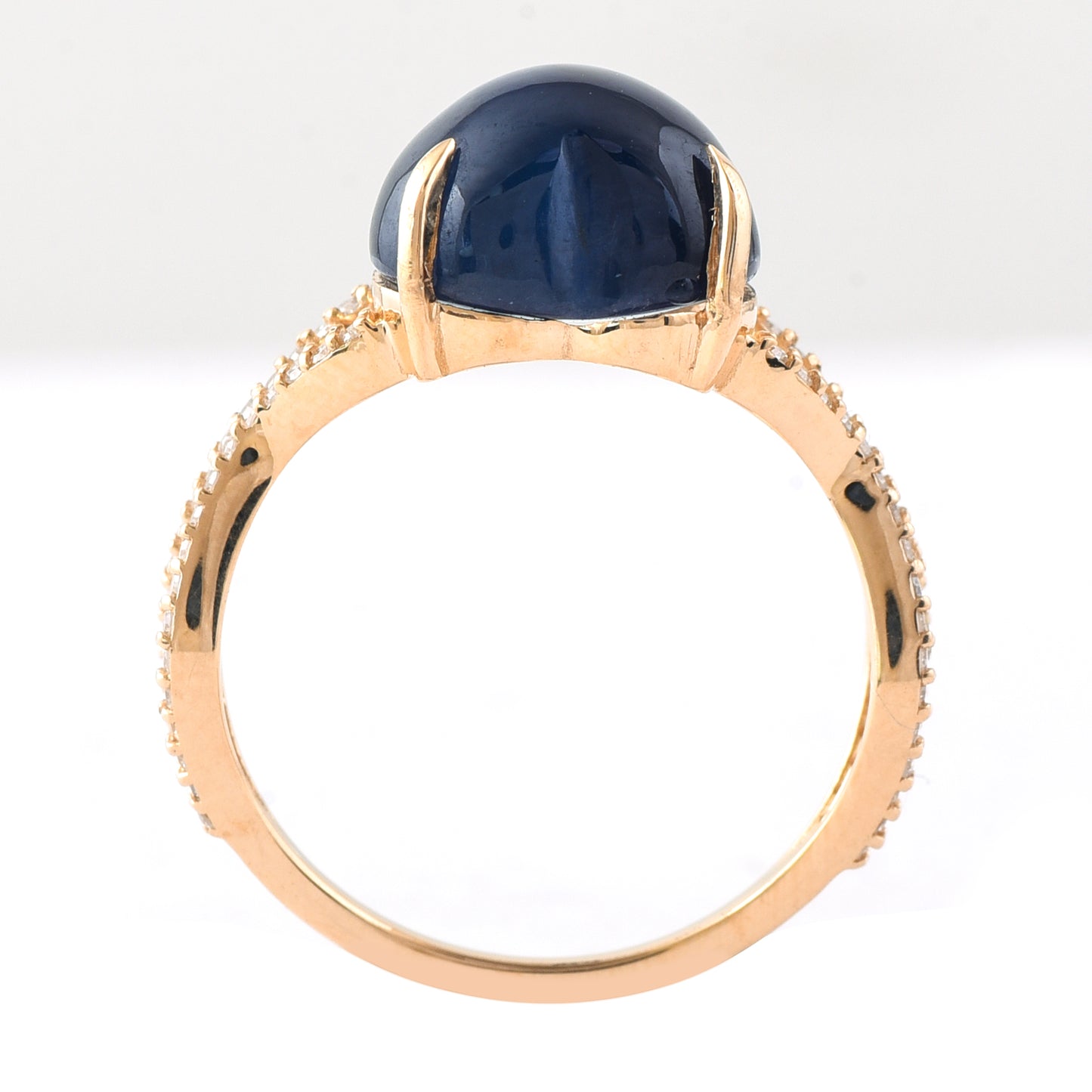 7.04 Ct Heart Cabochon Natural Sapphire 14K Gold Ring
