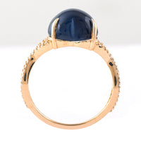 7.04 Ct Heart Cabochon Natural Sapphire 14K Gold Ring