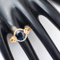 3.82 Ct Oval Mixed Cut Natural Sapphire 14K Gold Ring