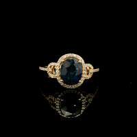 2.39 Ct Oval Mixed Cut Natural Sapphire 14K Gold Ring