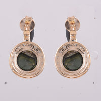 4.14 Ct Round Tourmaline 9K Gold Earrings