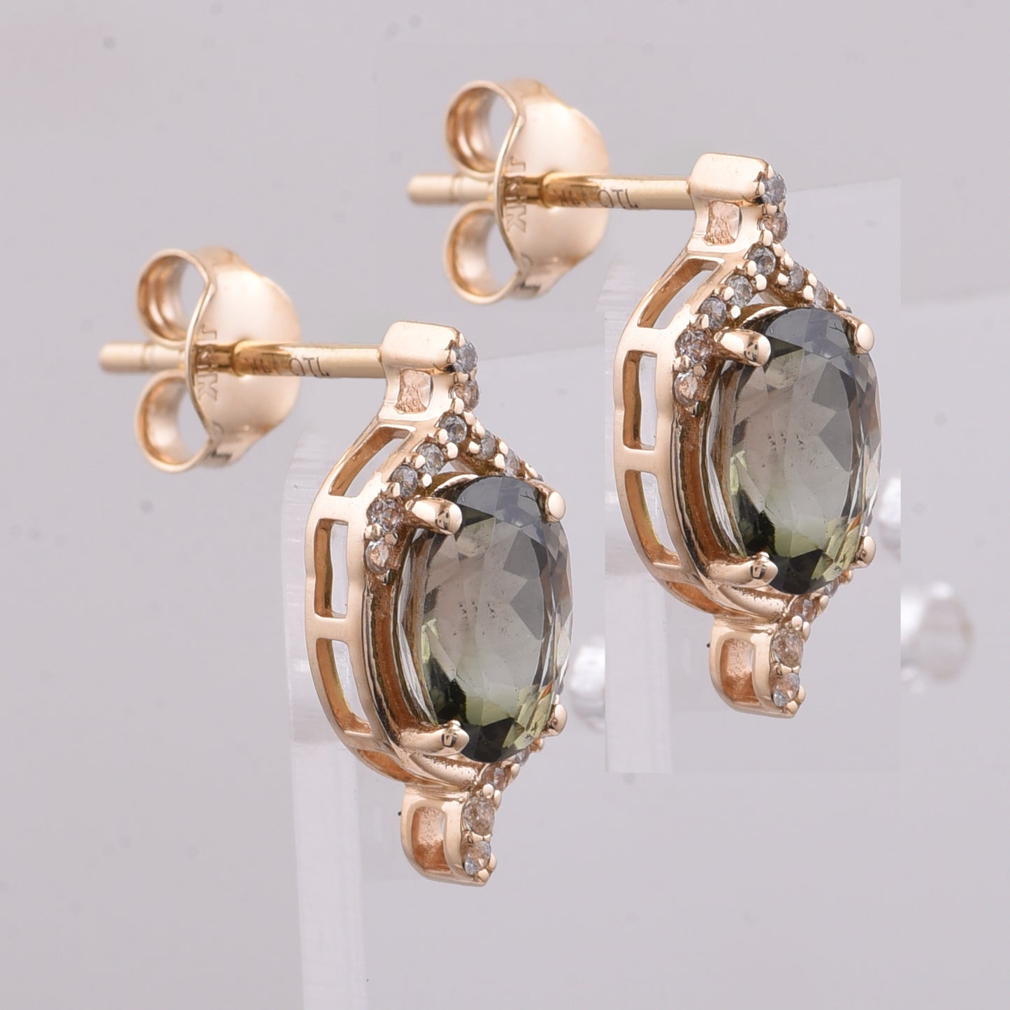 1.88 Ct Oval Natural Tourmaline 14K Gold Earrings
