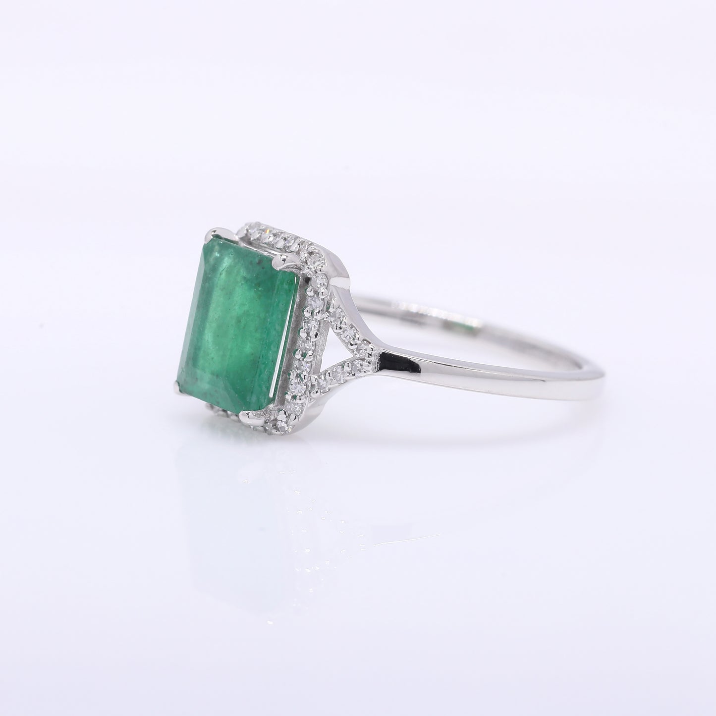1.77 Ct Octagon Step Cut Natural Emerald 950 Platinum Ring