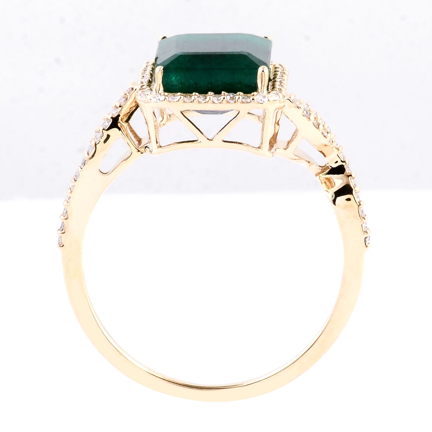3.33 Ct Emerald Cut Natural Beryl Emerald 14K Gold Ring