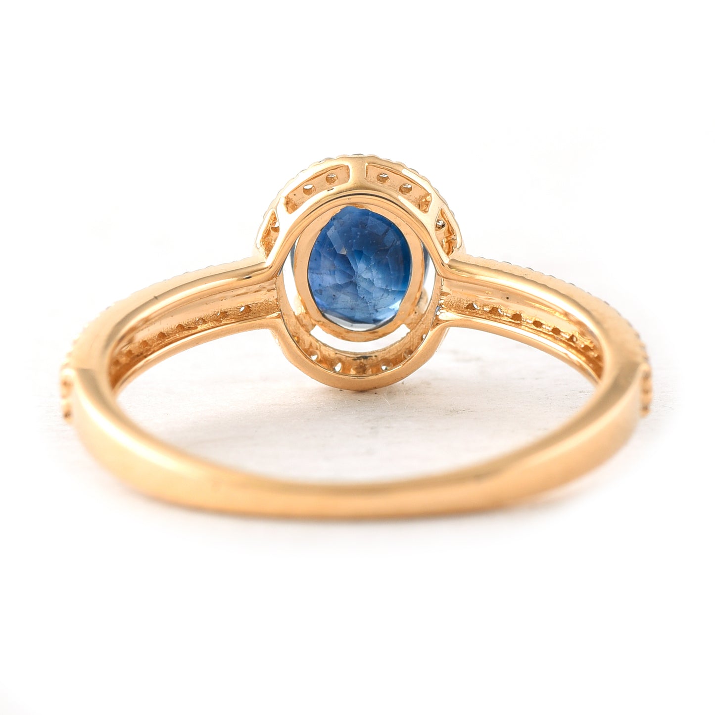 1.51 Ct Oval Mixed Cut Natural Sapphire 14K Gold Ring