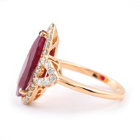 5.59 Ct Pear Ruby 18K Gold Ring