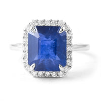 7.76 Ct Octagon Sapphire 950 Platinum Ring