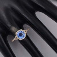 1.58 Ct Cushion Sapphire 9K Gold Ring