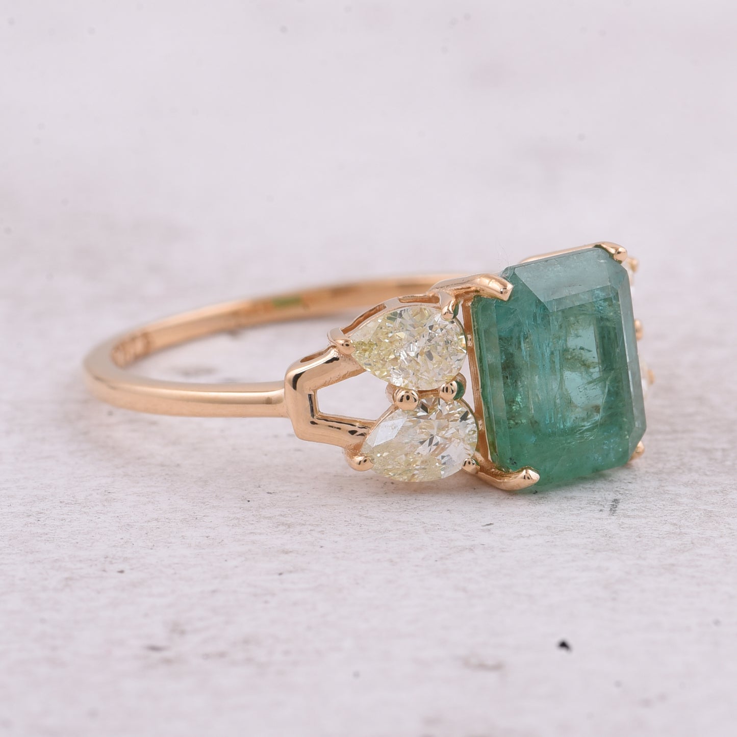 2.49 Ct Octagon Step Cut Natural Emerald 14K Gold Ring