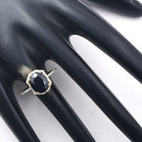 3.65 Ct Oval Mixed Cut Natural Sapphire 14K Gold Ring