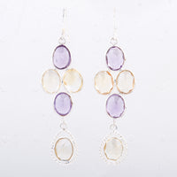 13.80 Ct Amethyst, Citrine 925 Sterling Silver Earrings