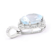 2.61 Ct Oval Mixed Cut Natural Aquamarine 950 Platinum Pendant