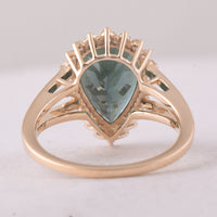 4.24 Ct Pear Tourmaline 9K Gold Ring