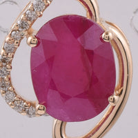 3.18 Ct Oval Natural Ruby 14K Gold Pendant