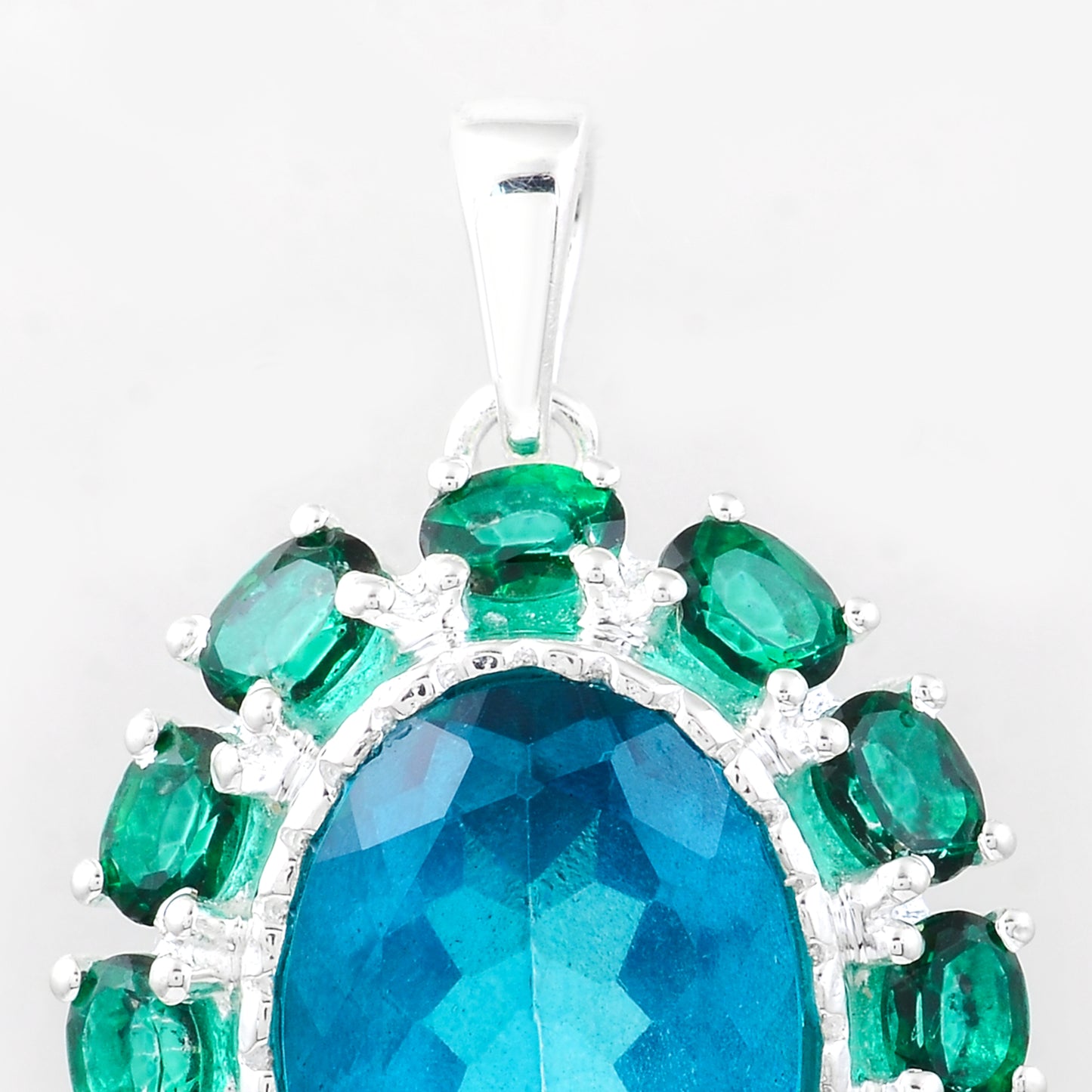 9.20 Ct Oval Pariba Topaz, Green Topaz, 925 Sterling Silver Pendant