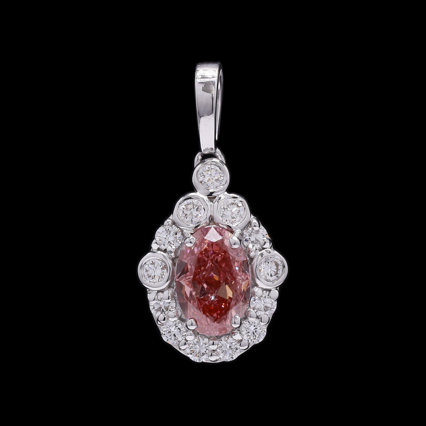 1.38 Carats Fancy Intense Pink Lab Grown Diamond 14K Gold Pendant