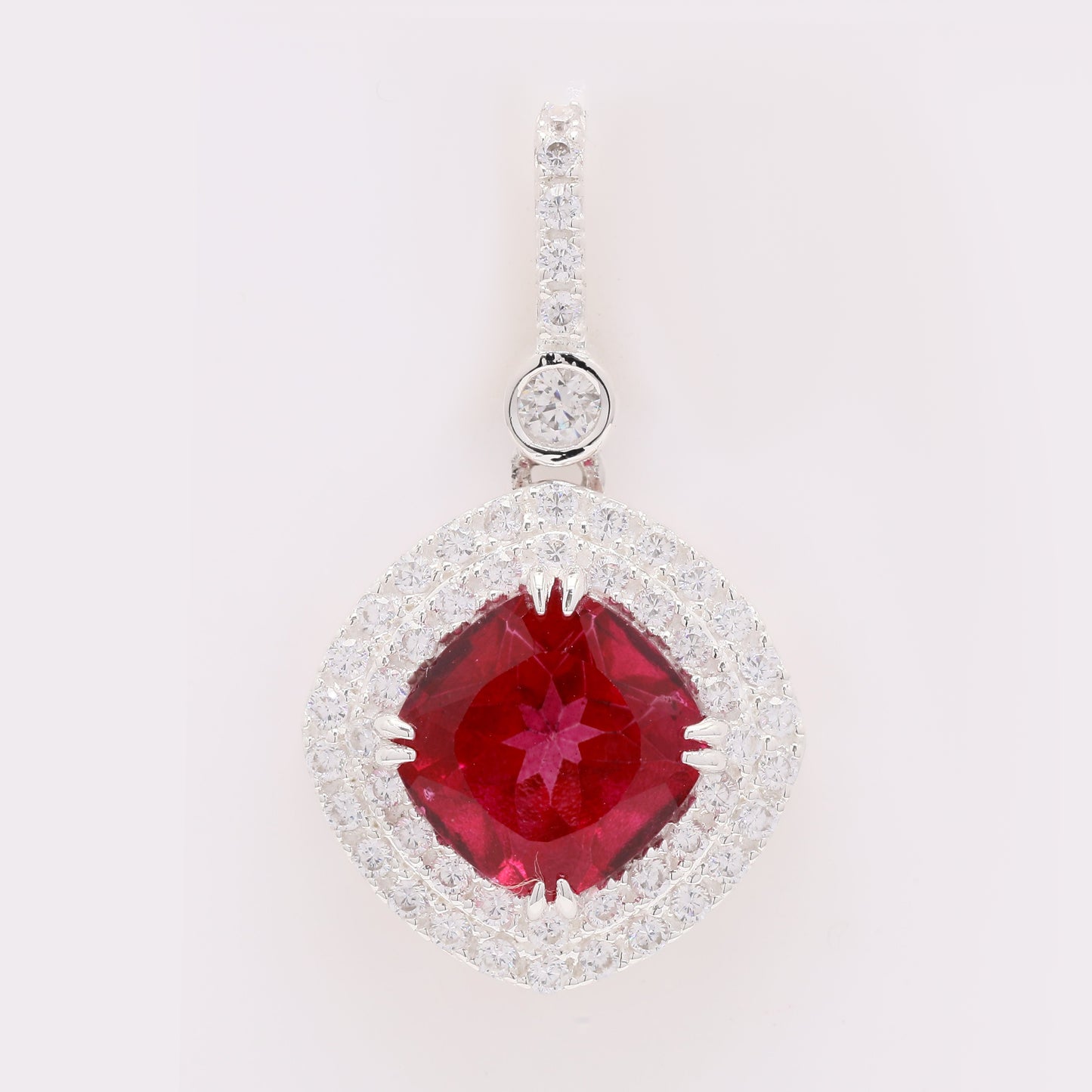 6.84 Ct Cushion Pink Topaz 925 Silver Pendant