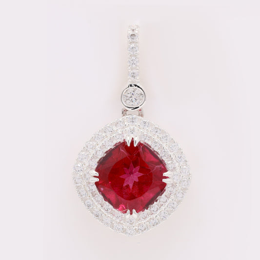 6.84 Ct Cushion Pink Topaz 925 Silver Pendant