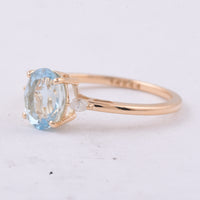 1.35 Ct Oval Natural Aquamarine 14K Gold Ring