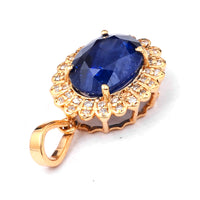 3.33 Ct Oval Mixed Cut Natural Sapphire 14K Gold Pendant
