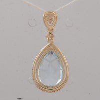 3.97 Ct Pear Aquamarine 9K Gold Pendant