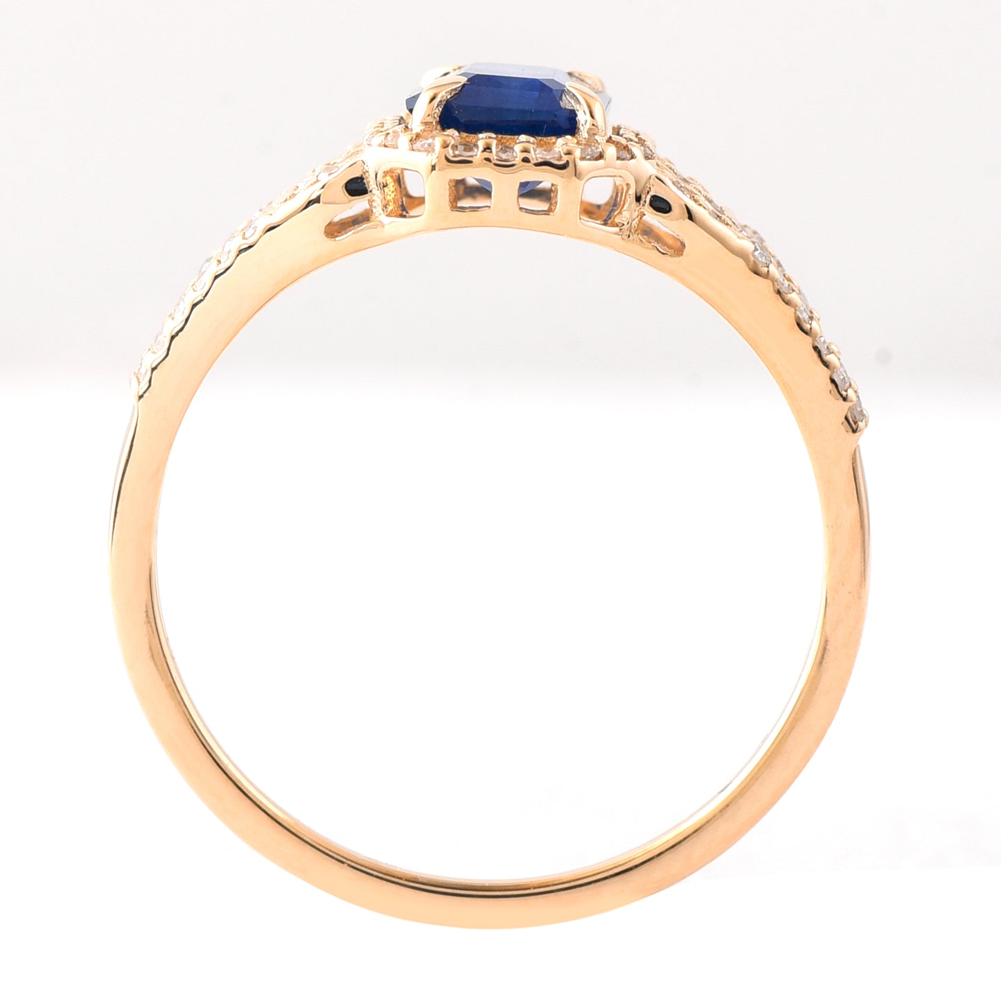 1.54 Ct Octagon Step Cut Natural Sapphire 14K Gold Ring