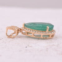 1.88 Ct Pear Mixed Cut Natural Emerald 14K Gold Pendant