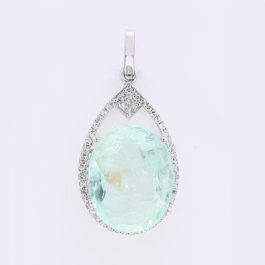 7.20 Ct Oval Mixed Cut Natural Emerald 950 Platinum Pendant