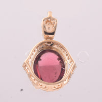 2.82 Ct Oval Cabochon Cut Natural Rubellite 14K Gold Pendant