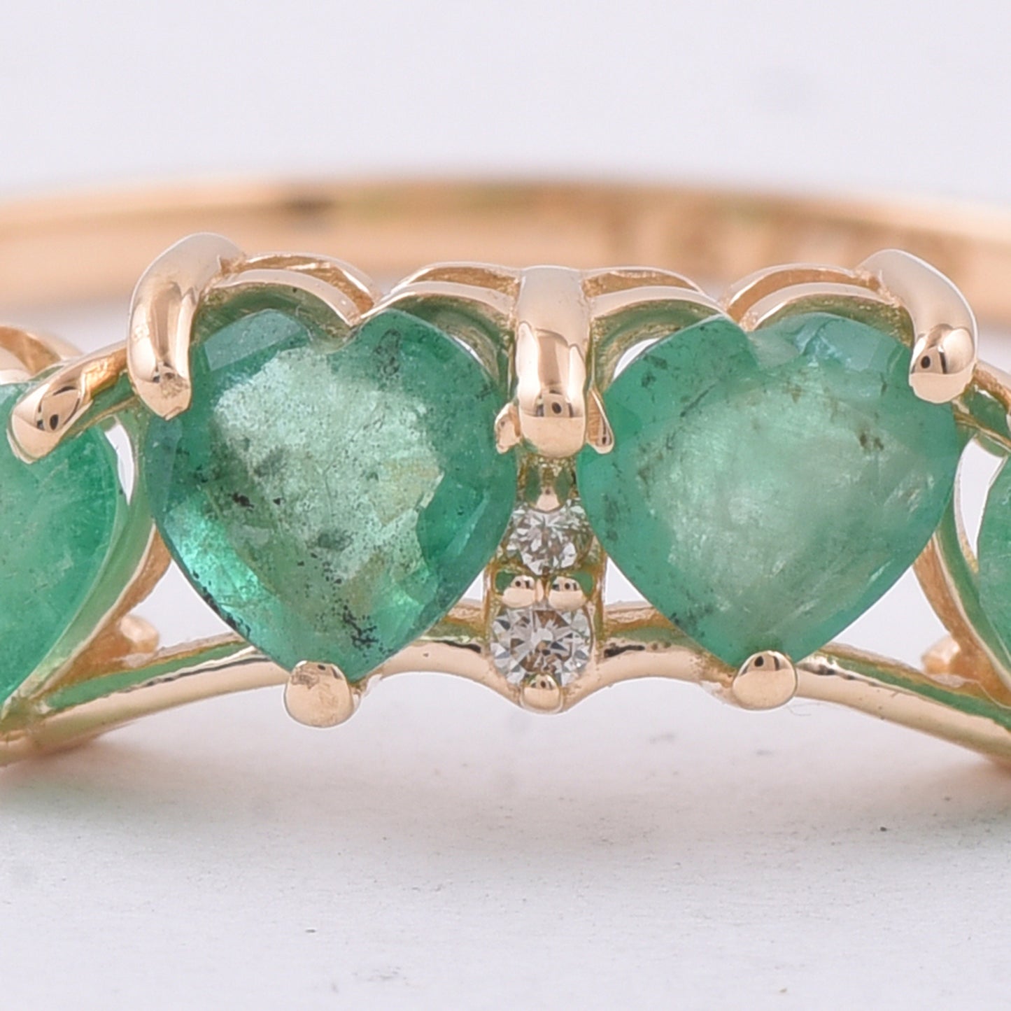 1.08 Ct Heart Natural Emerald 14K Gold Ring