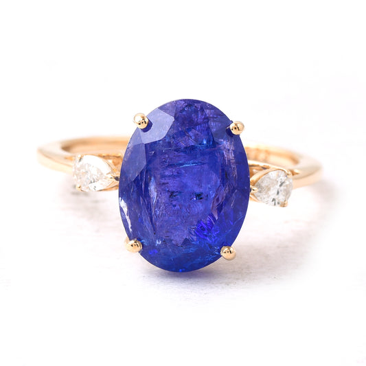 5.71 Ct Oval Tanzanite 14K Gold Ring