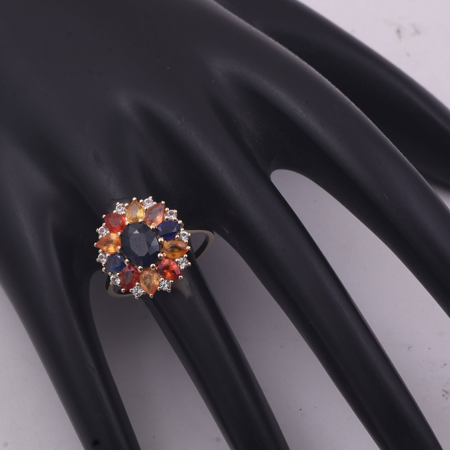 3.79 Ct Oval Mixed Cut Natural Sapphire 14K Gold Ring