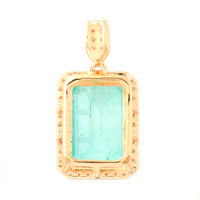 3.21 Ct Octagon Step Cut Natural Emerald 14K Gold Pendant