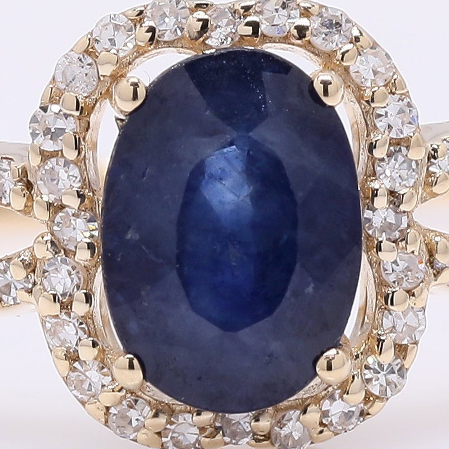 1.33 Ct Oval Mixed Cut Natural Sapphire 14K Gold Ring