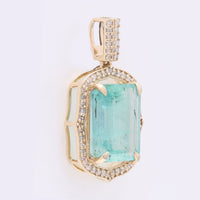 4.24 Ct Octagon Step Cut Natural Emerald 14K Gold Pendant
