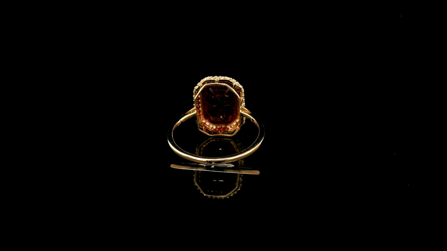 5.17 Ct Octagon Lab Grown Ruby 14K Gold Ring